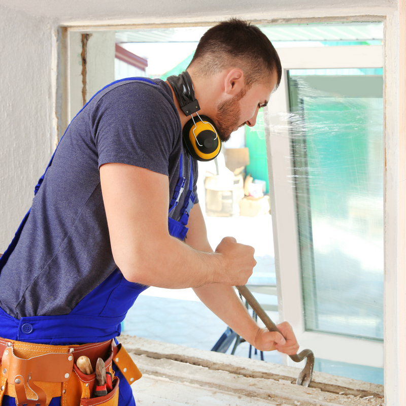 Worker,Repairing,Window,In,Flat